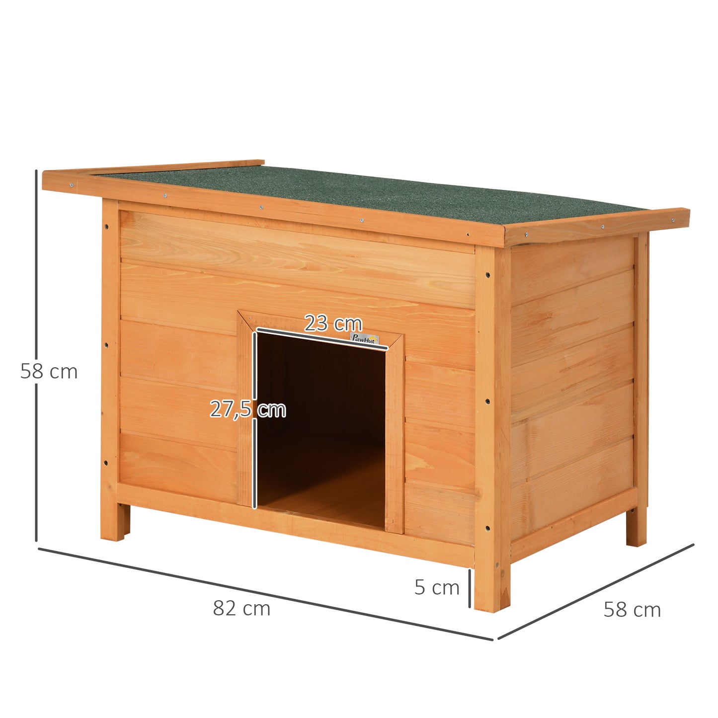 Niche en Bois Élevée PawHut avec Toit Bitumé Incliné