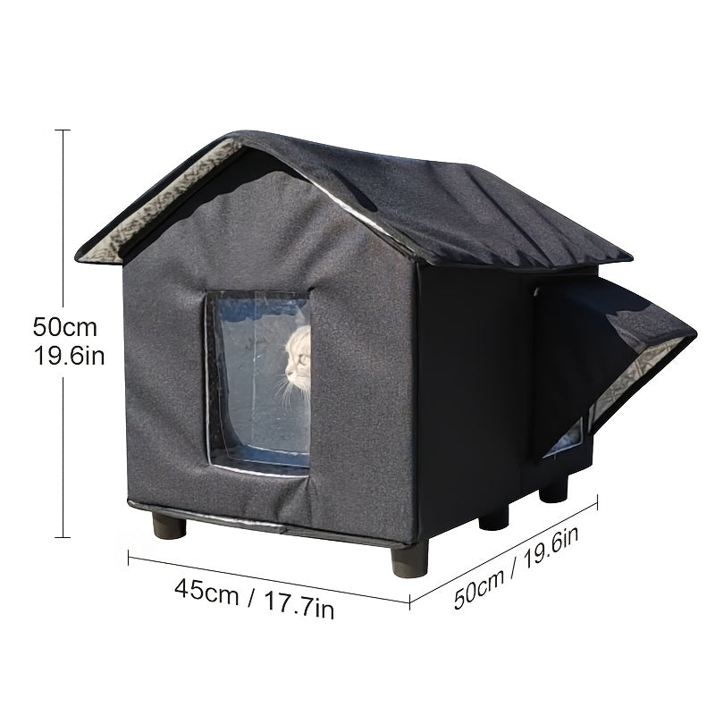 Maison Imperméable Noire pour Chats et Petits Chiens