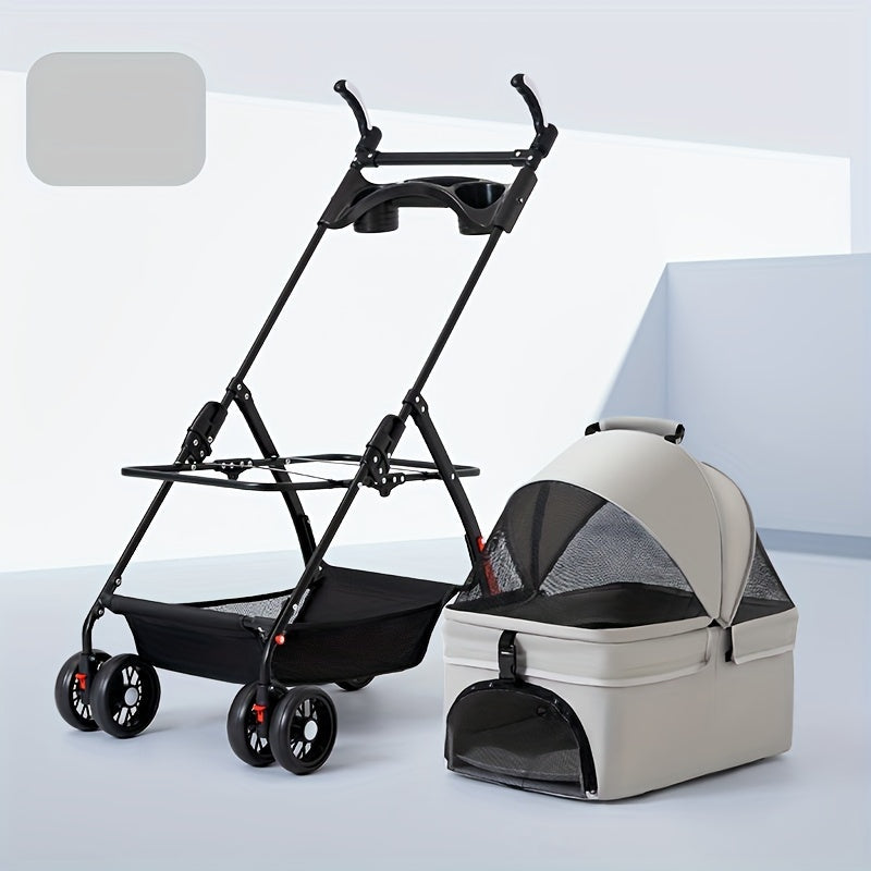 Poussette Pliable avec Panier Détachable pour Animaux