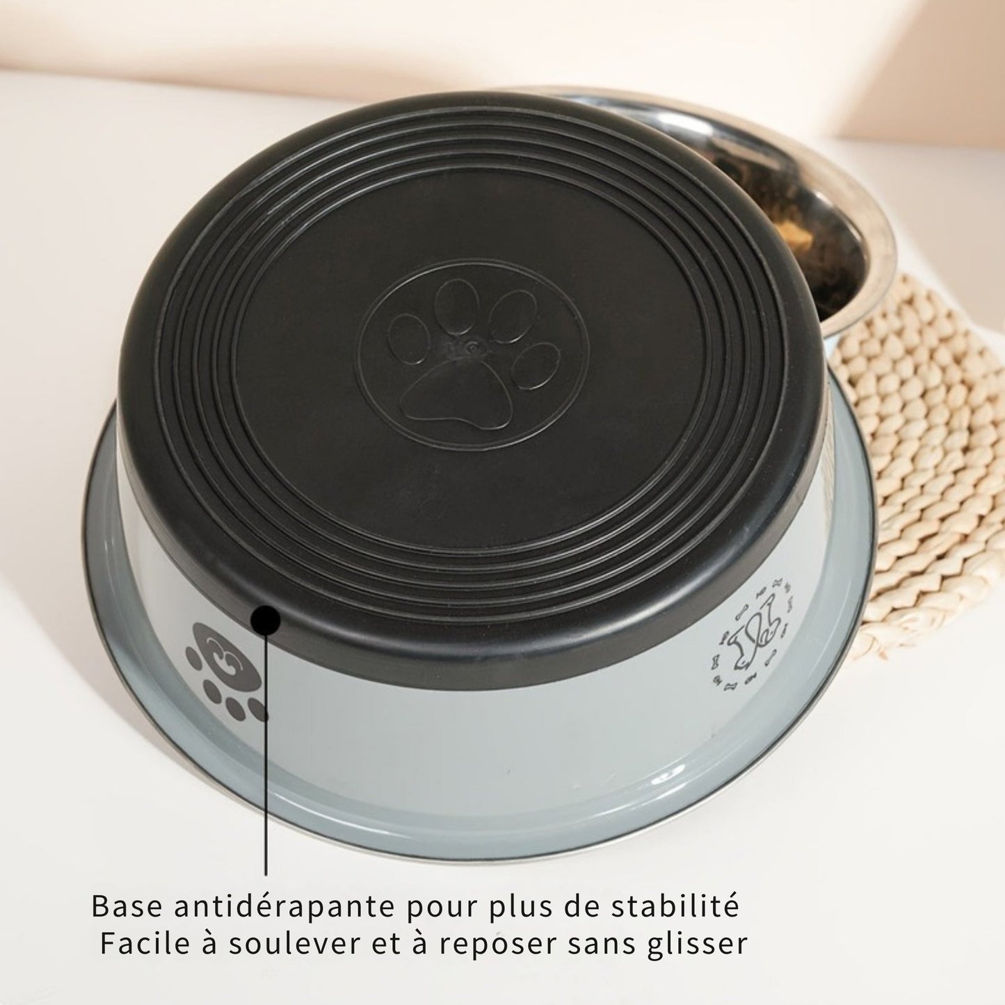 Gamelle inox antidérapante design Patte pour chien (XS à L)