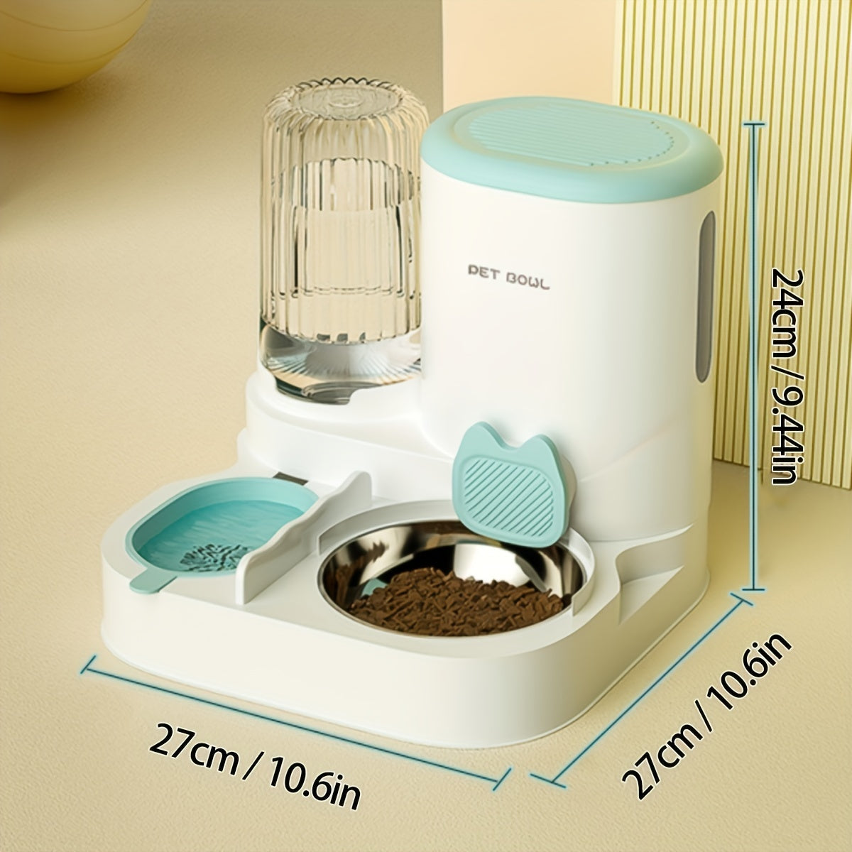 Distributeur Automatique 2-en-1 Nourriture et Eau pour Chats