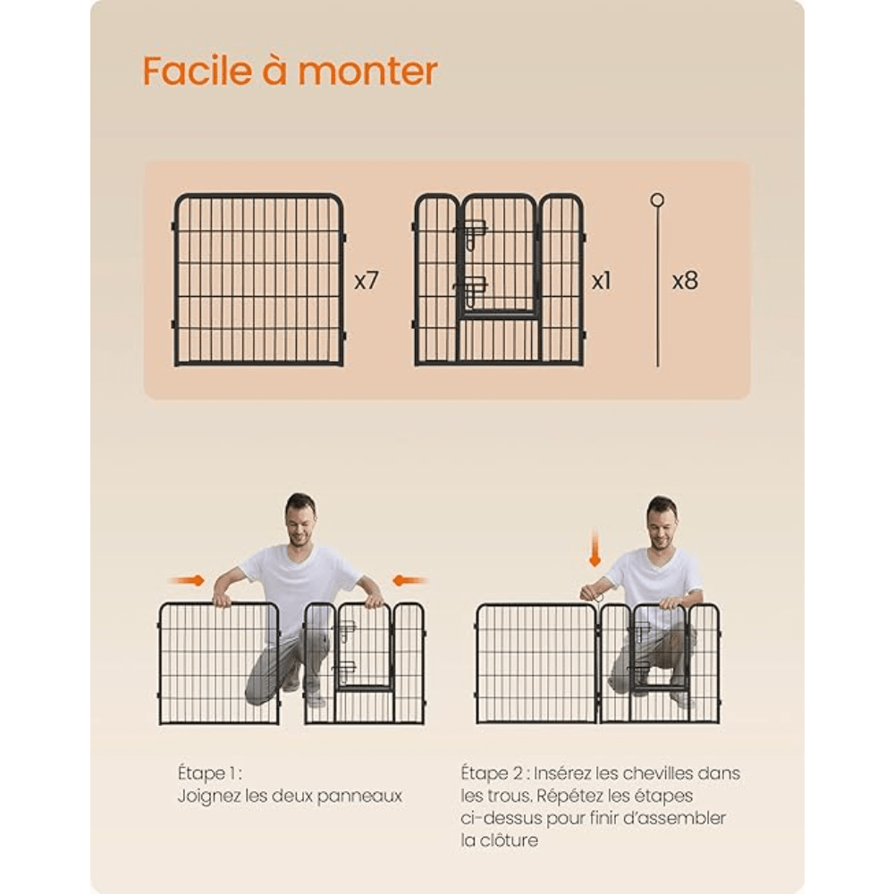 Parc Modulable Sécurisé pour Chiens – 8 Panneaux