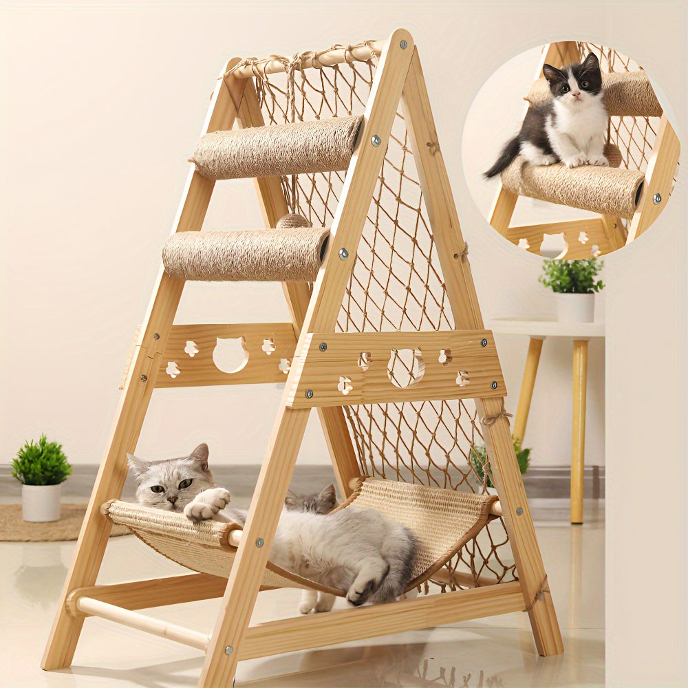 Arbre à chat d'intérieur en bois