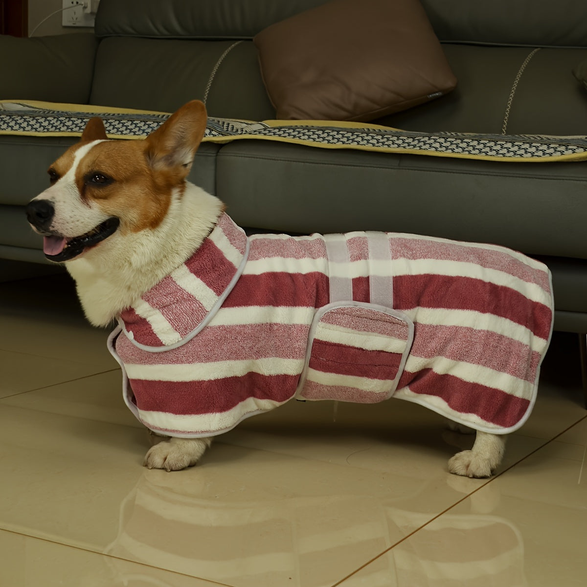 Peignoir Absorbant Rayé pour Chien