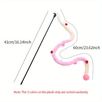 Canne à Plumes Souple avec Serpent en Peluche pour Chat