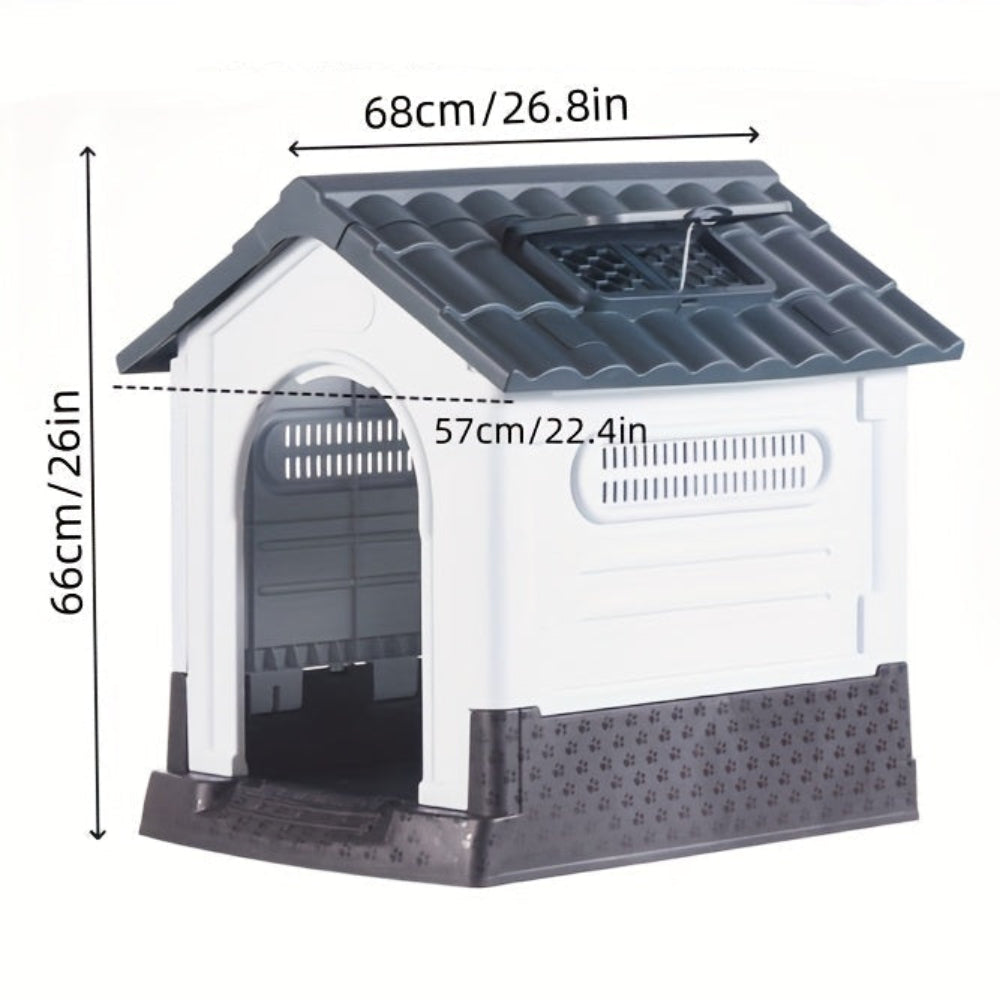 Niche Extérieure Ventilée Toit Ouvrant et Base Élevée pour Chien