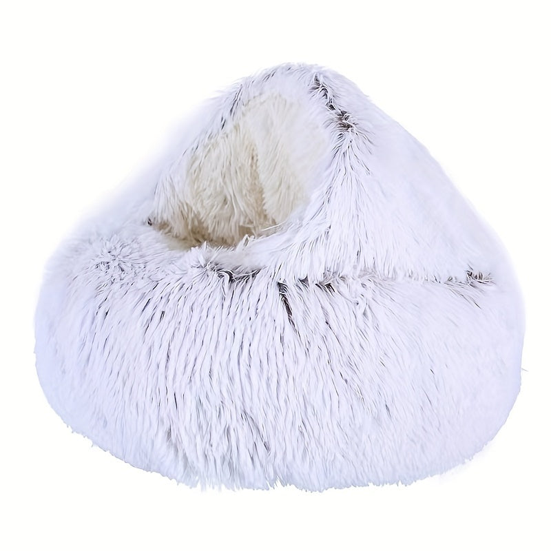 Panier couvert en peluche pour chien en polypropylène