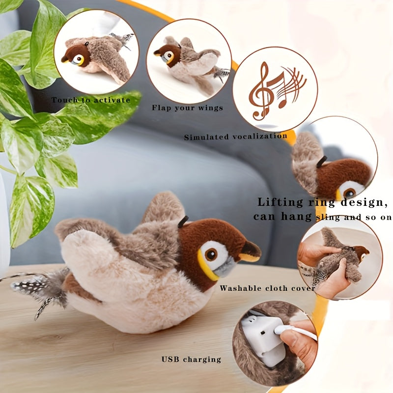 Oiseau Interactif Électrique Rechargeable pour Chat