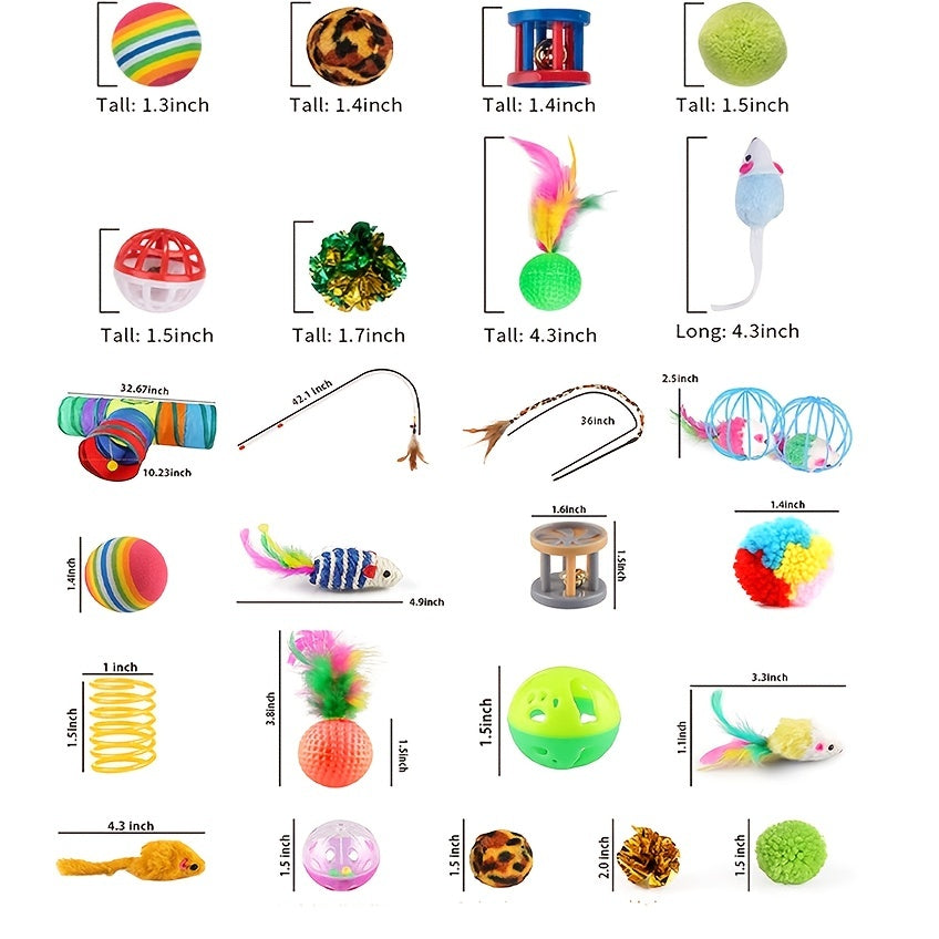 Pack Tunnel de Jeu Pliable Arc-en-Ciel pour Chat avec Jouets