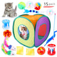 Pack Tunnel de Jeu Pliable Arc-en-Ciel pour Chat avec Jouets