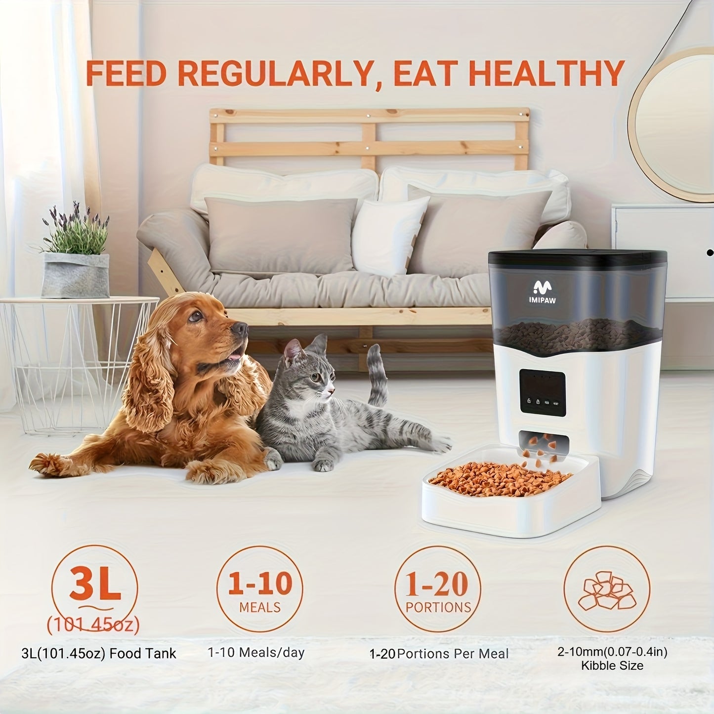 Distributeur Automatique Connecté 3L pour Chiens et Chats IMIPAW