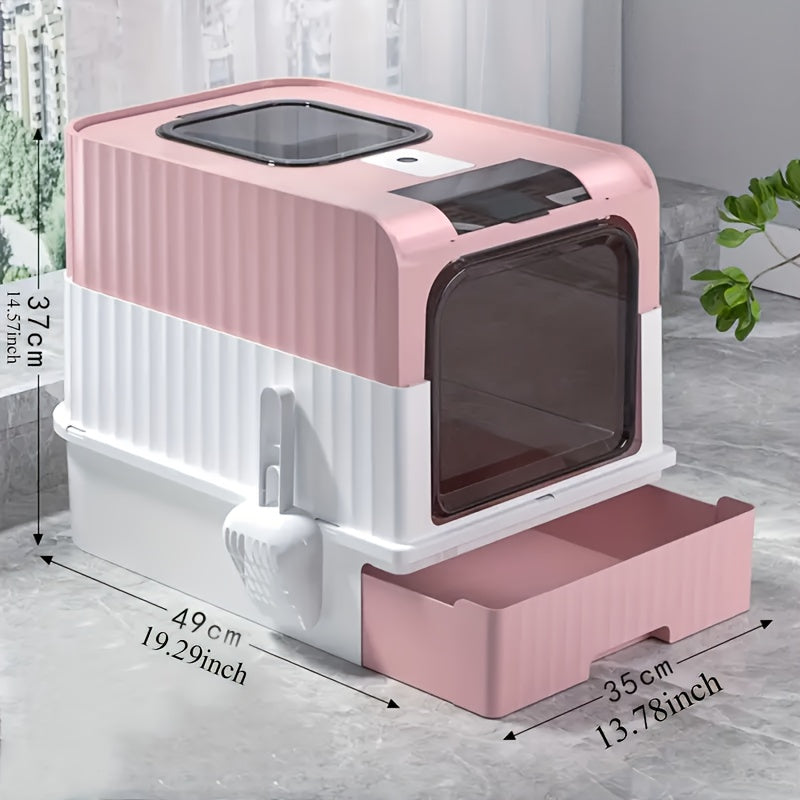 Grande Maison de Toilette pour Chat – Bac à Litière avec Tiroir et Pelle