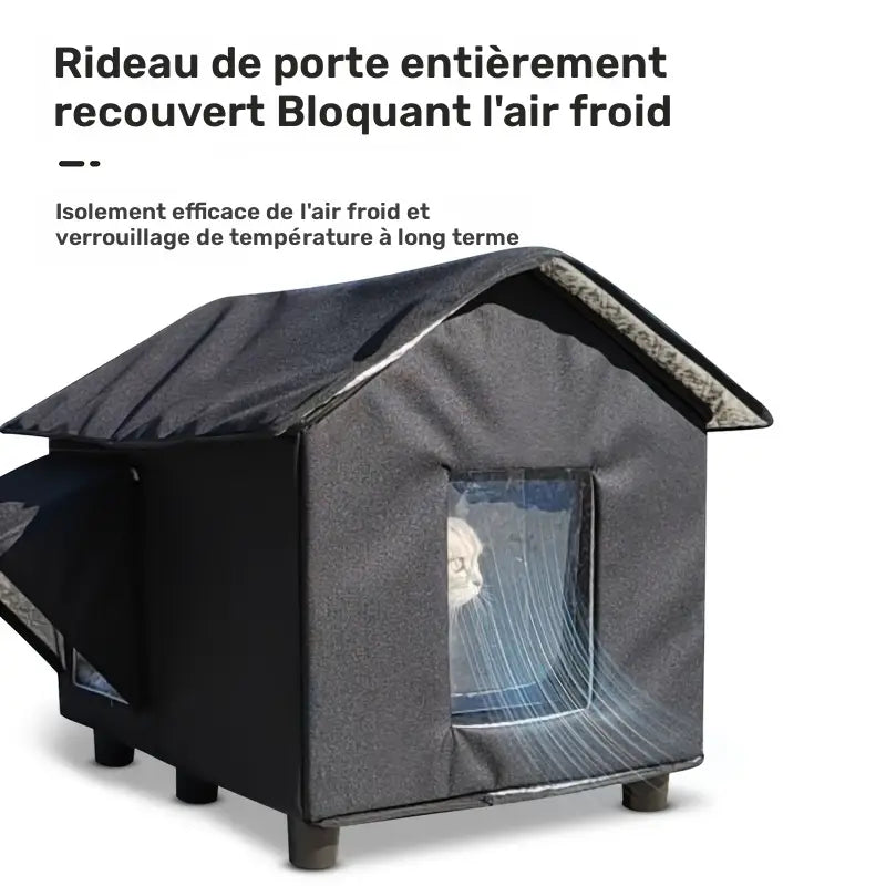 Maison Imperméable Noire pour Chats et Petits Chiens