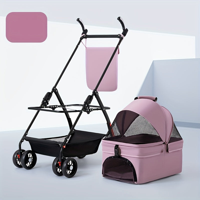 Poussette Pliable avec Panier Détachable pour Animaux