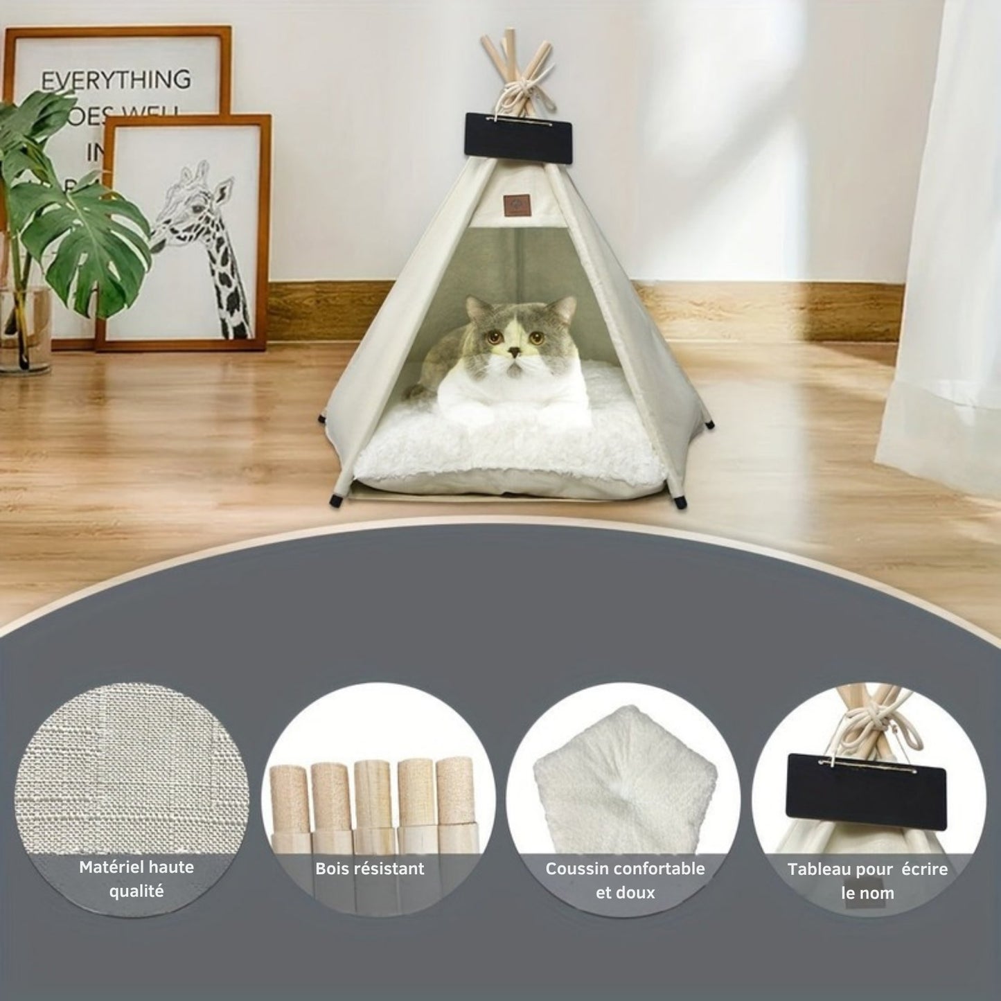 Tipi Bohème en Lin Doublé pour Chiens et Chats