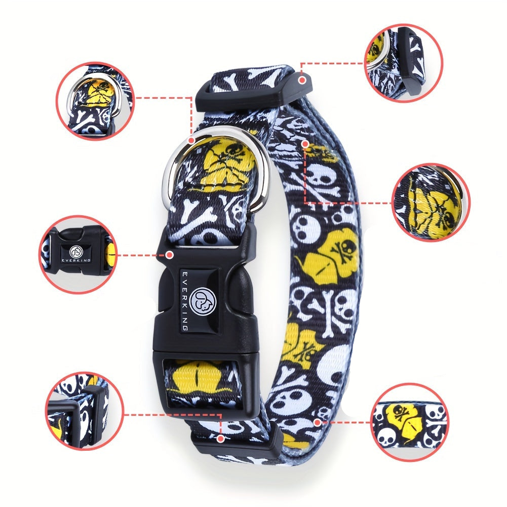 Collier Ajustable imprimé pour Chien – Motif tête de mort
