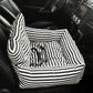 Siège auto lavable en toile rayée pour chien ou chat