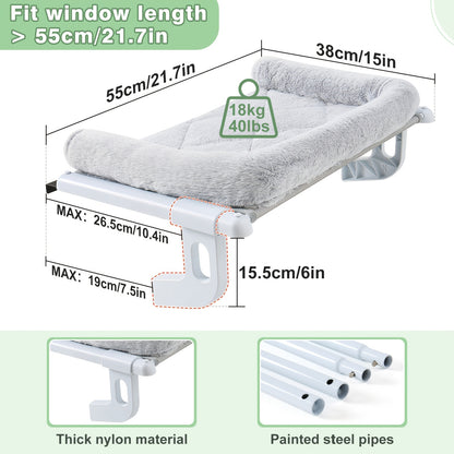 Hamac de Fenêtre ou Radiateur avec Coussin Large pour Chats