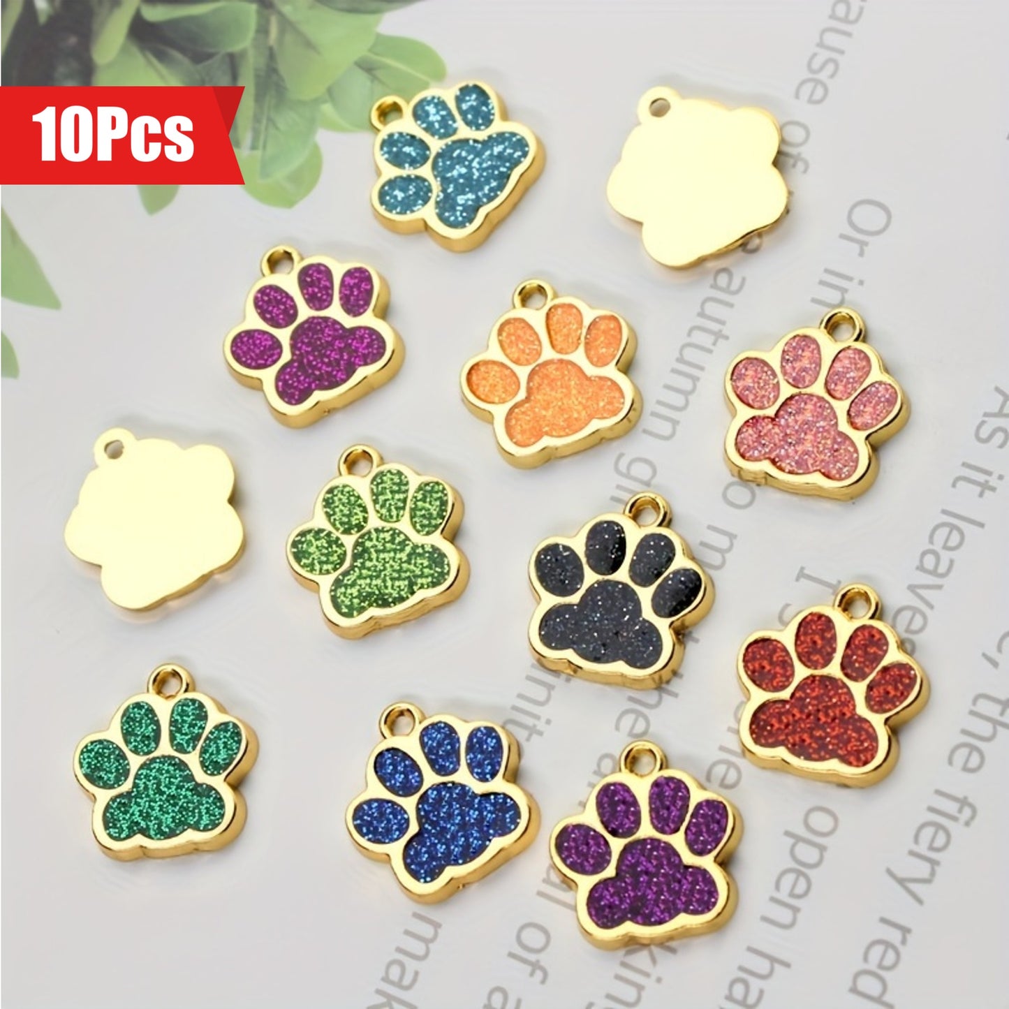 Lot de 10 Médailles Patte pour collier Chien & Chat