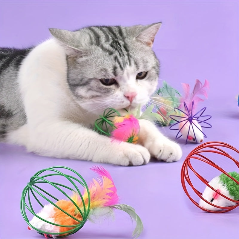 Souris Cage à Plumes pour Chat – Balle Ludique et Interactive