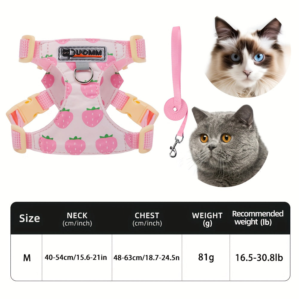 Harnais Imprimé Confortable avec Laisse pour Chats