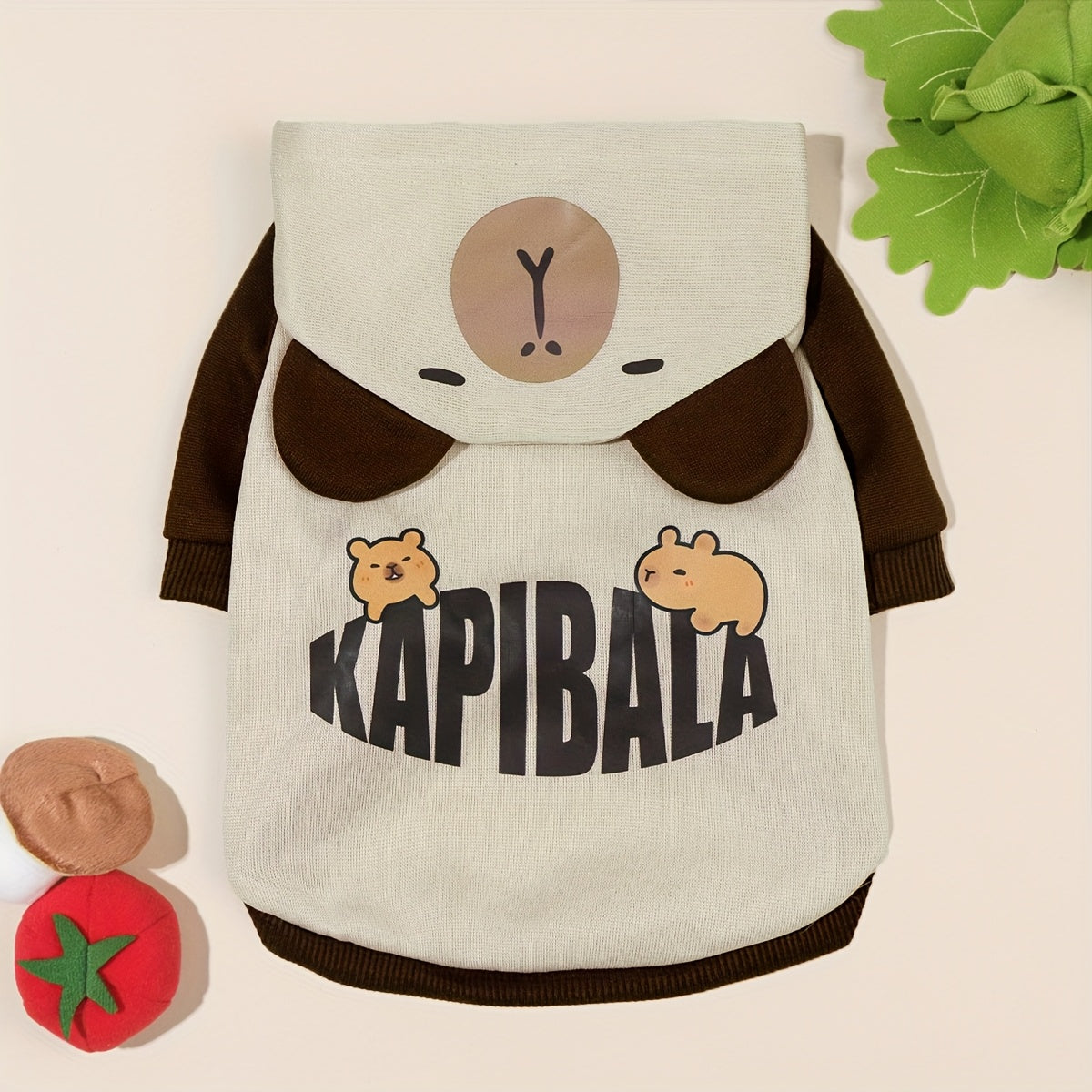 Sweat Capybara KAPIBALA pour Chiens et Chats – Pull Hiver Marron à Capuche avec Oreilles
