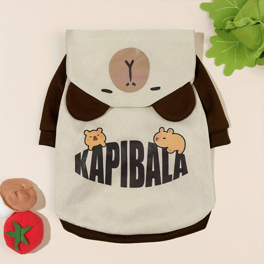 Sweat Capybara KAPIBALA pour Chiens et Chats – Pull Hiver Marron à Capuche avec Oreilles