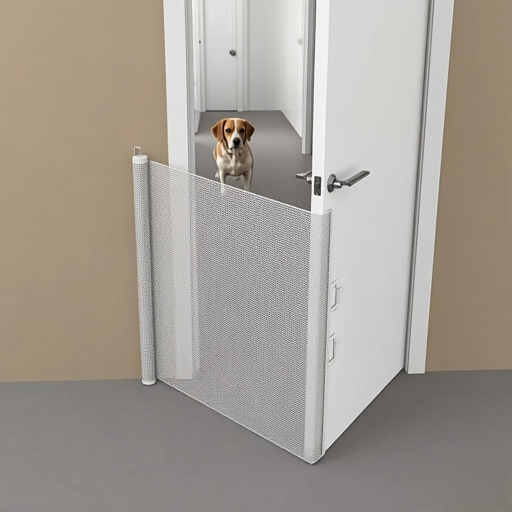 Barrière Rétractable à Maille Blanche pour Chiens