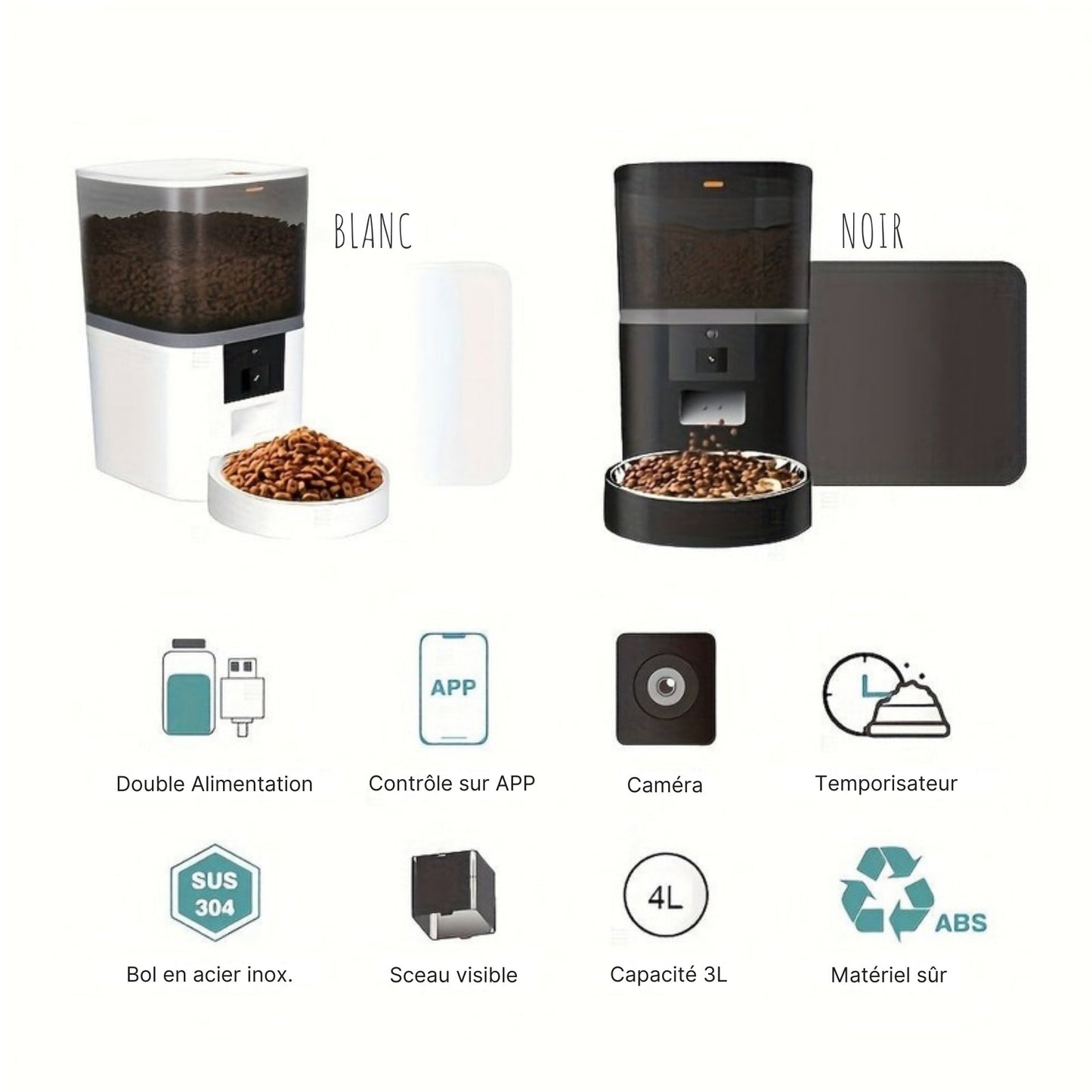 Distributeur connecté avec Caméra pour Chien et Chat (4L)