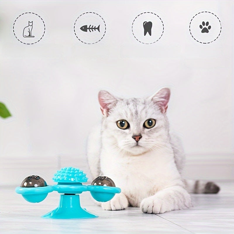 Jouet interactif pour chat en forme de moulin à vent