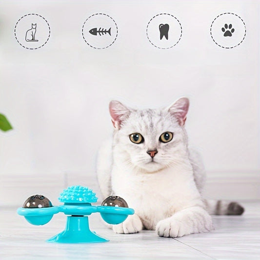 Jouet interactif pour chat en forme de moulin à vent