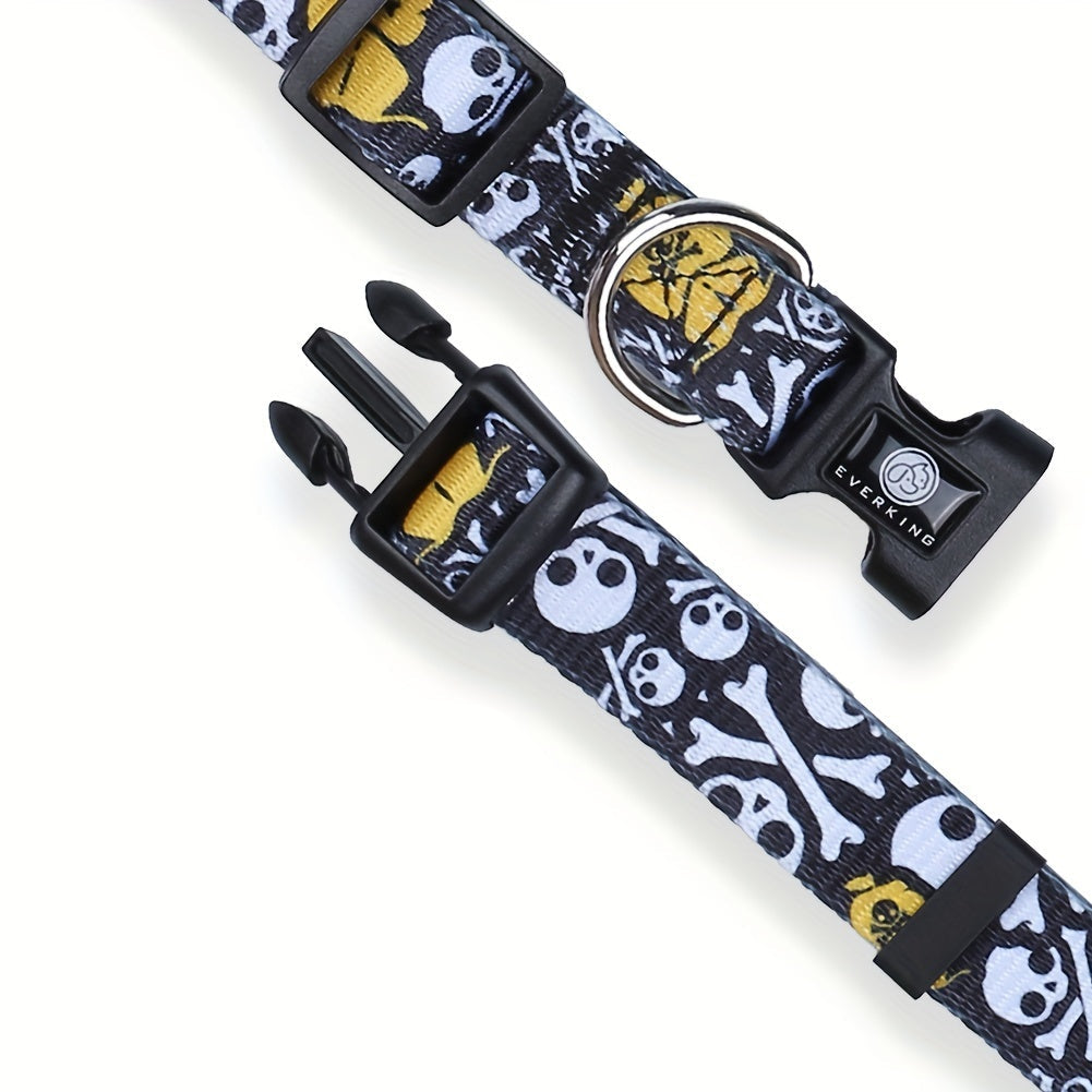 Collier Ajustable imprimé pour Chien – Motif tête de mort