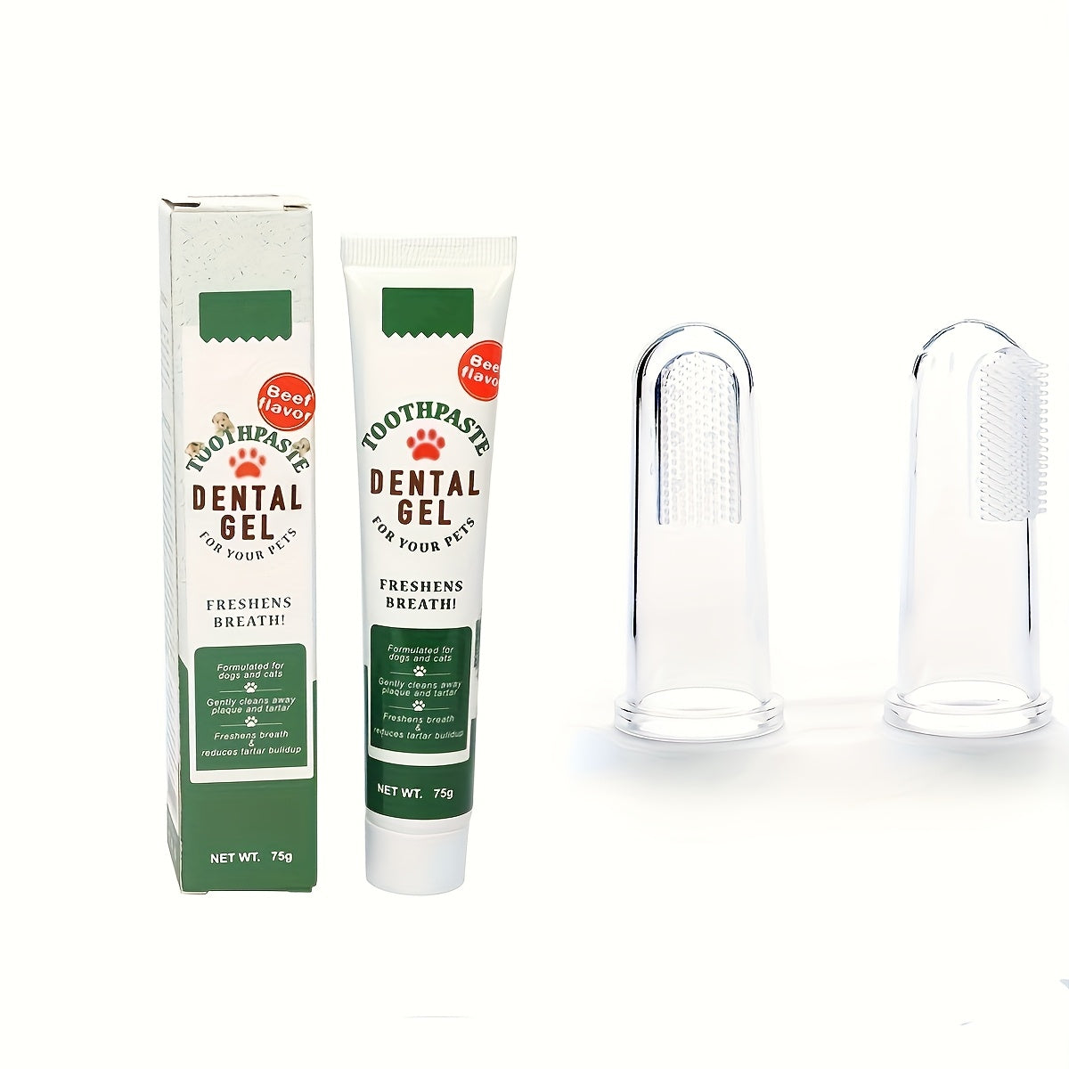 Kit d’Hygiène Dentaire pour Animaux - 2 Brosses et Dentifrice