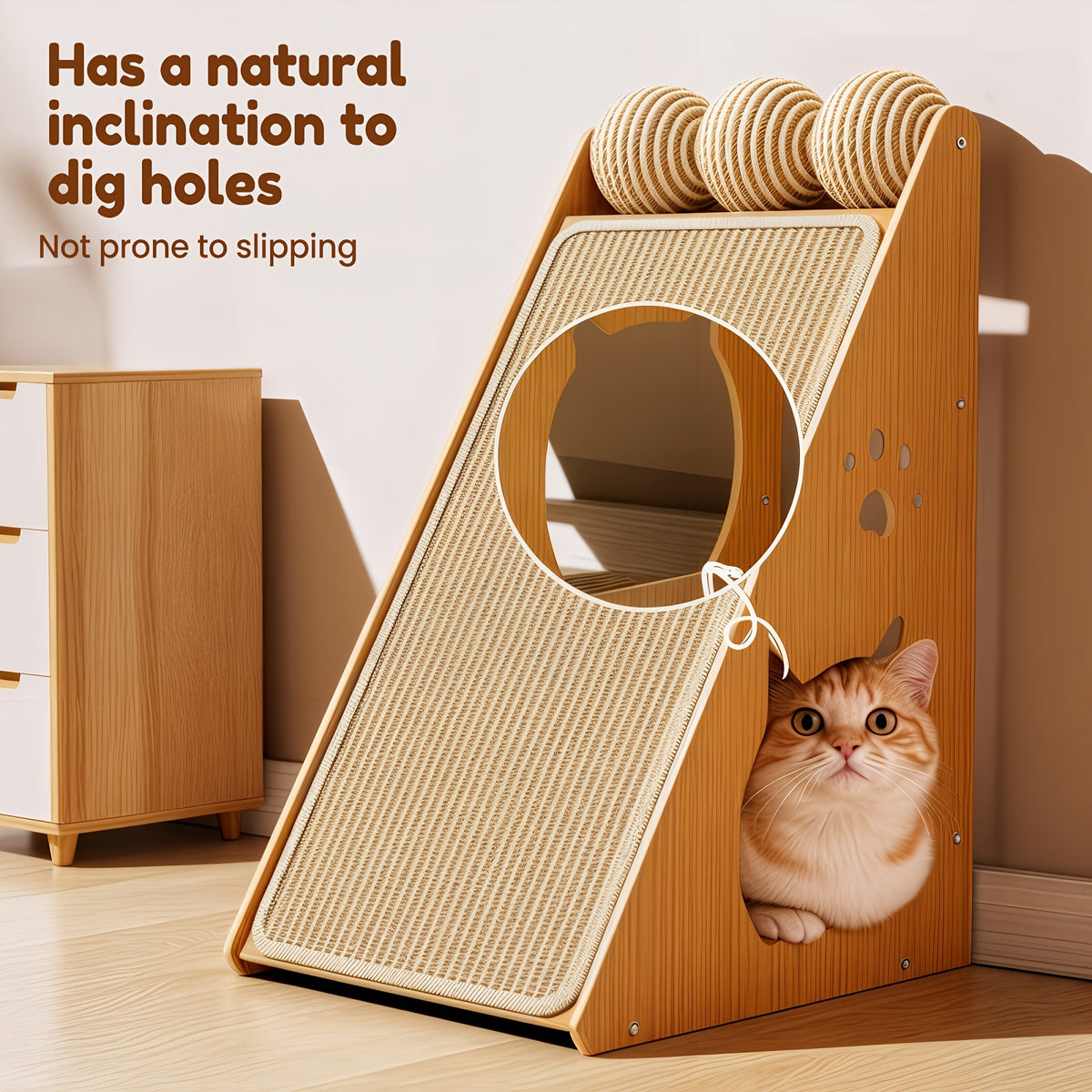 Arbre à chat avec lit et balle en sisal, autre visuel