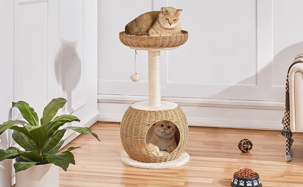 Arbre à chat en rotin