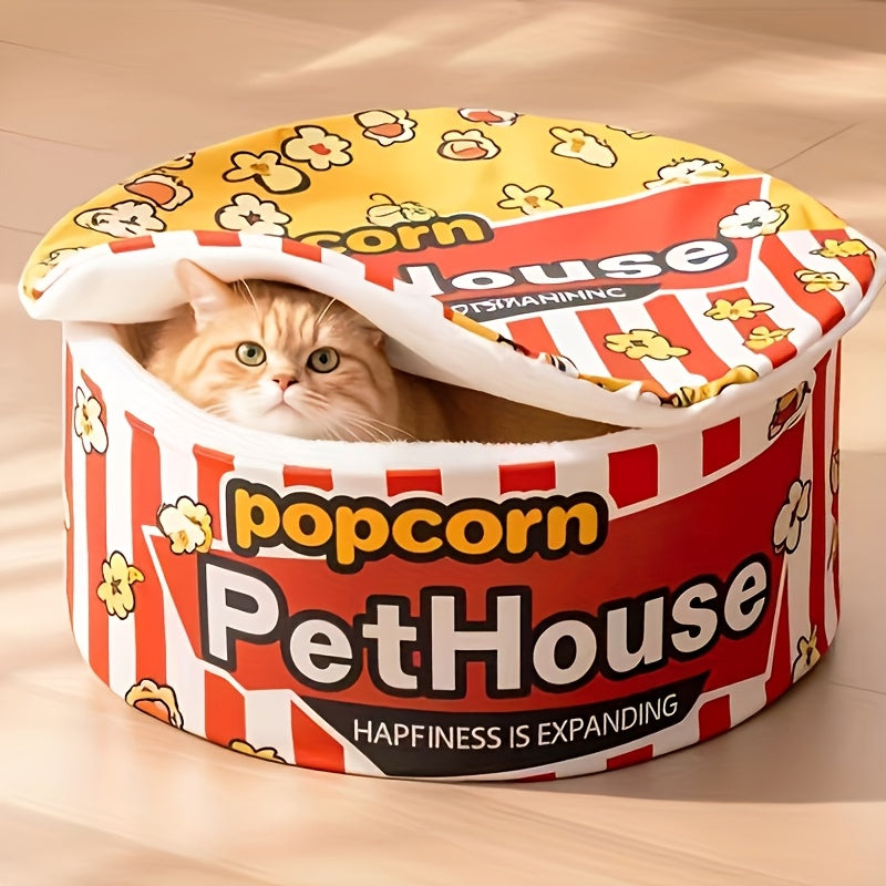Panier Douillet pour Chats en Forme de Popcorn