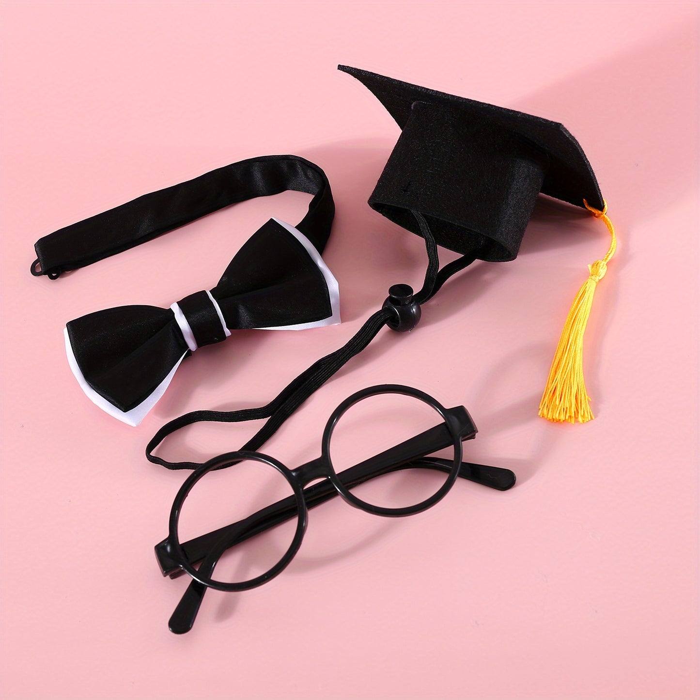 Déguisement de Remise de Diplôme pour Chat – Chapeau, Lunettes et Nœud Papillon