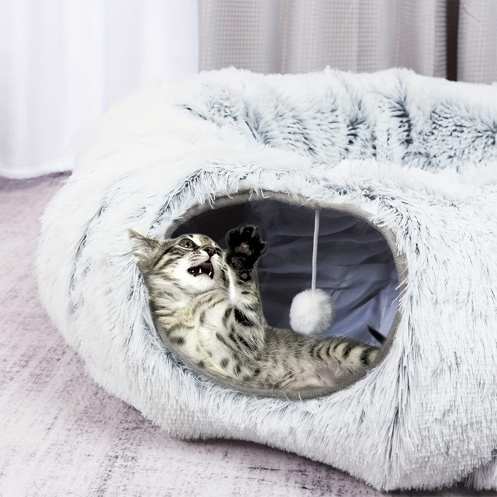 Tunnel et Panier Douillet pour Chats en Peluche