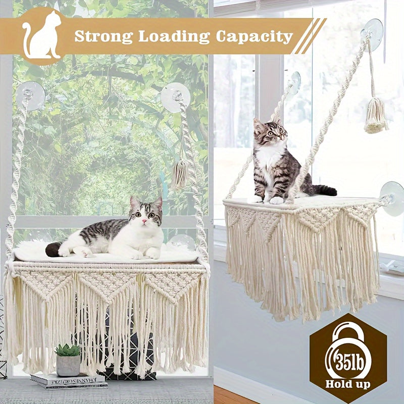 Hamac de Fenêtre en Macramé pour Chat
