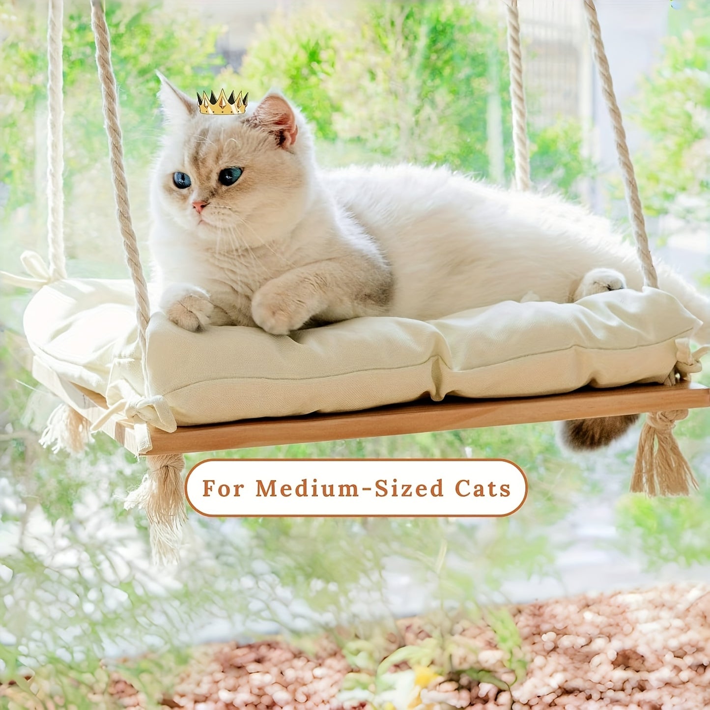 Lit de Fenêtre Suspendu en Bois pour Chats