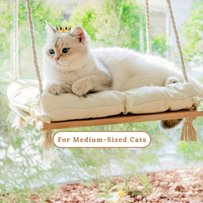 Lit de Fenêtre Suspendu en Bois pour Chats