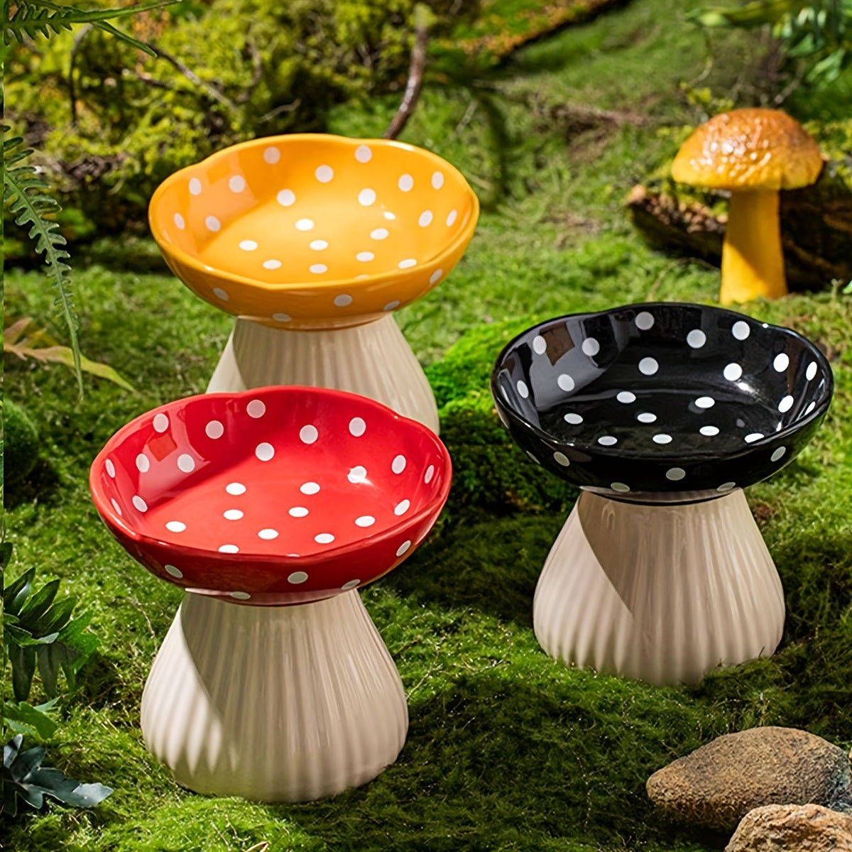 Gamelle Champignon Surélevée en Céramique pour Chats – 300ml