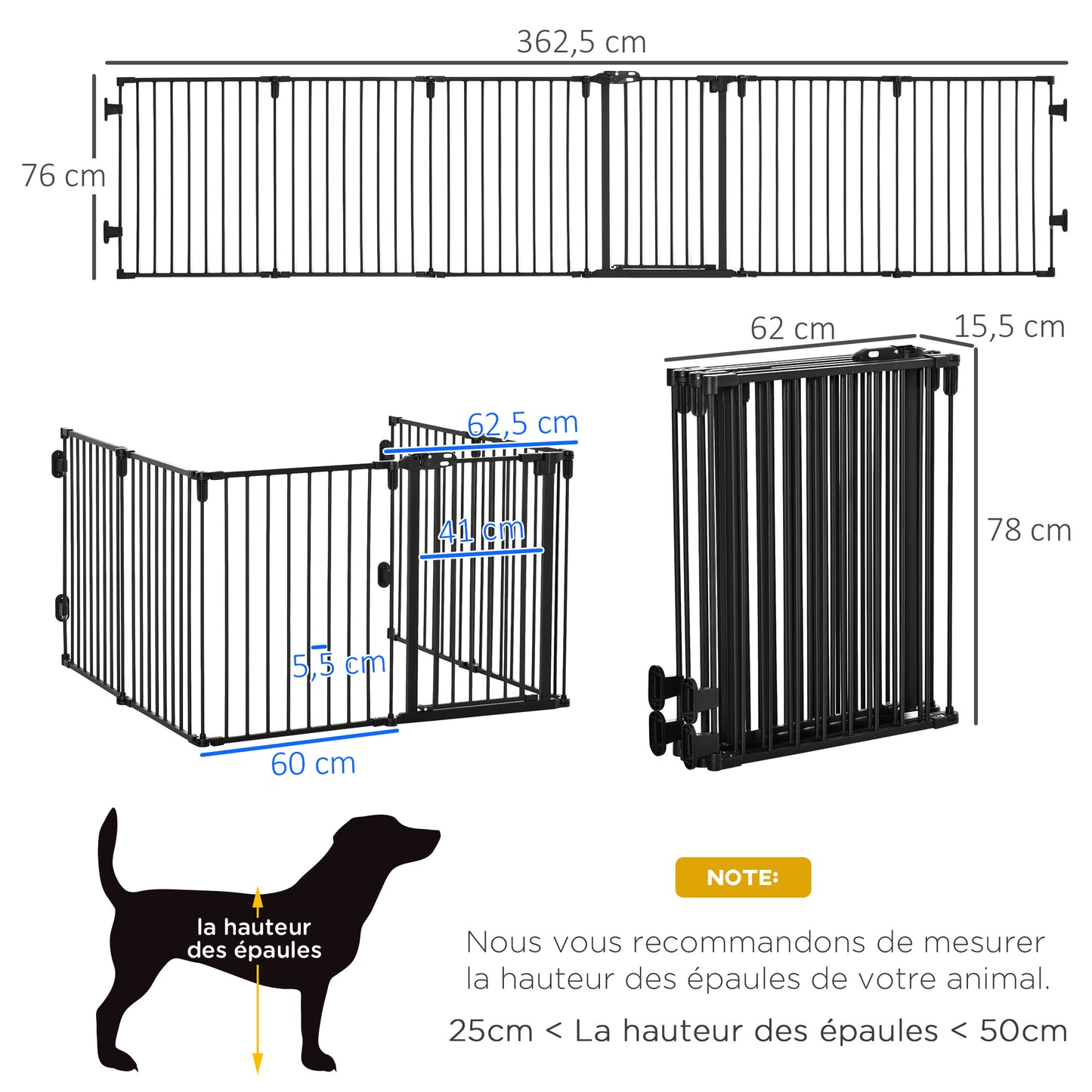 Parc Modulable Sécurisé 6 Panneaux pour Chiens