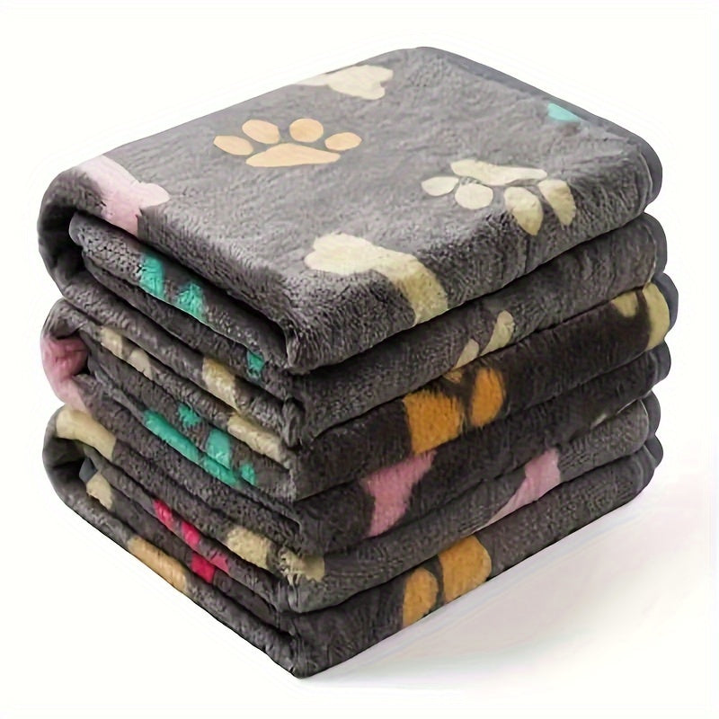 Couverture Flanelle Ultra Douce à Motifs Pattes et Os pour Chien