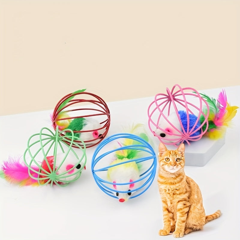 Souris Cage à Plumes pour Chat – Balle Ludique et Interactive