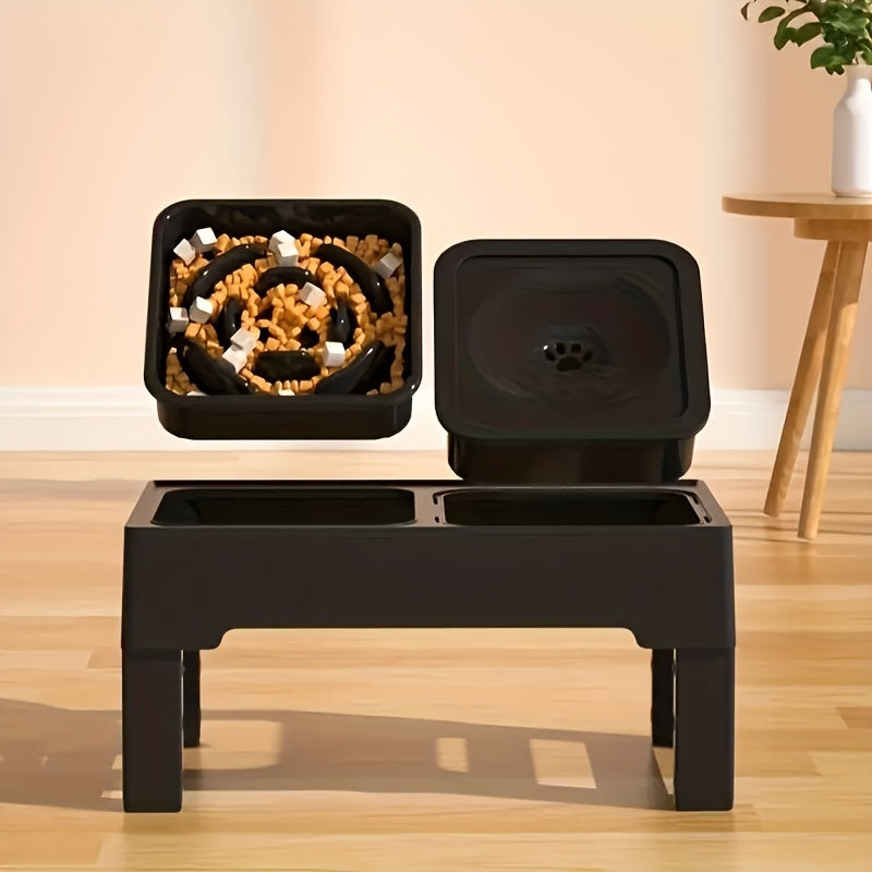 Double gamelle surélevée réglable avec bol anti-glouton