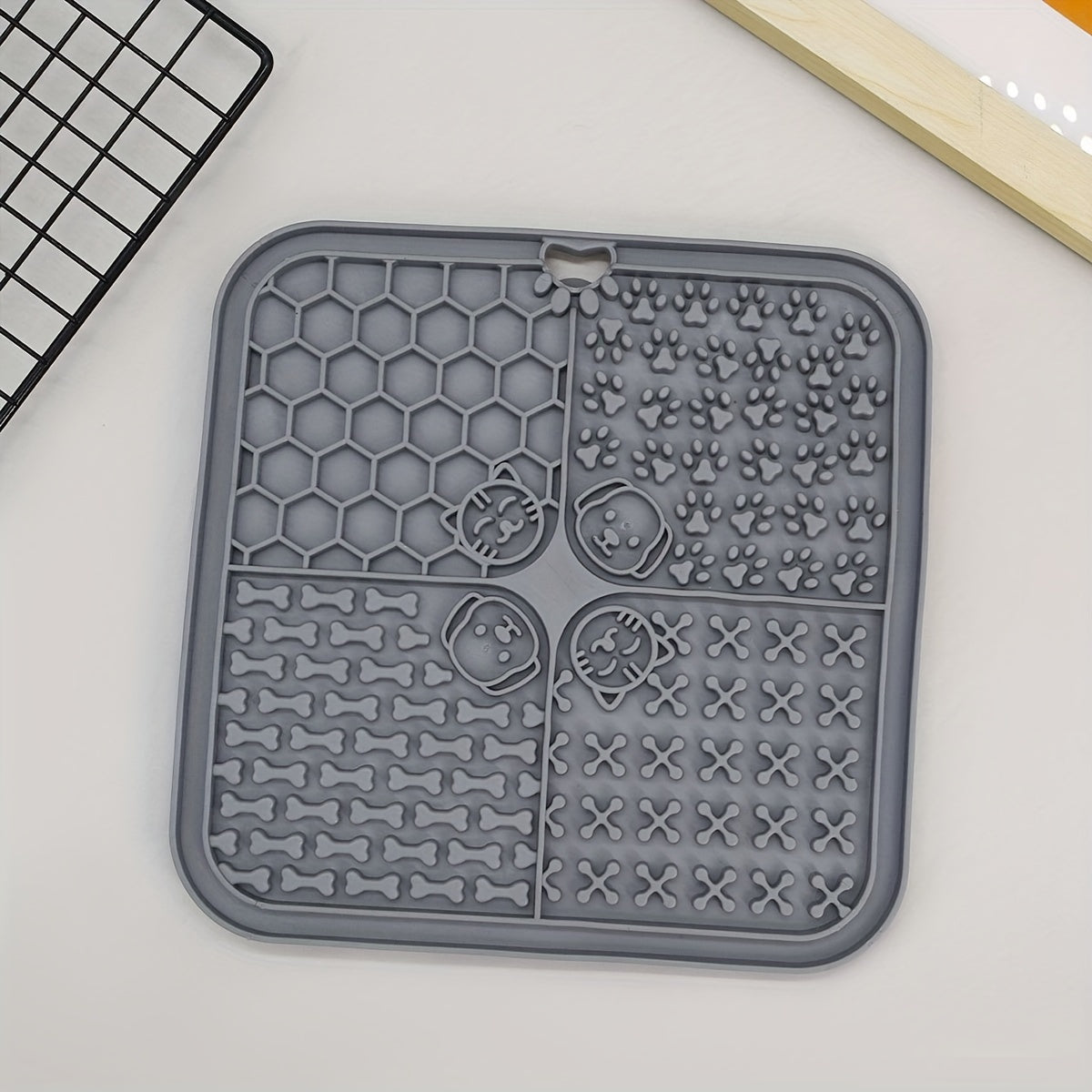 Tapis à Lécher Carré Silicone à Ventouses pour Chien