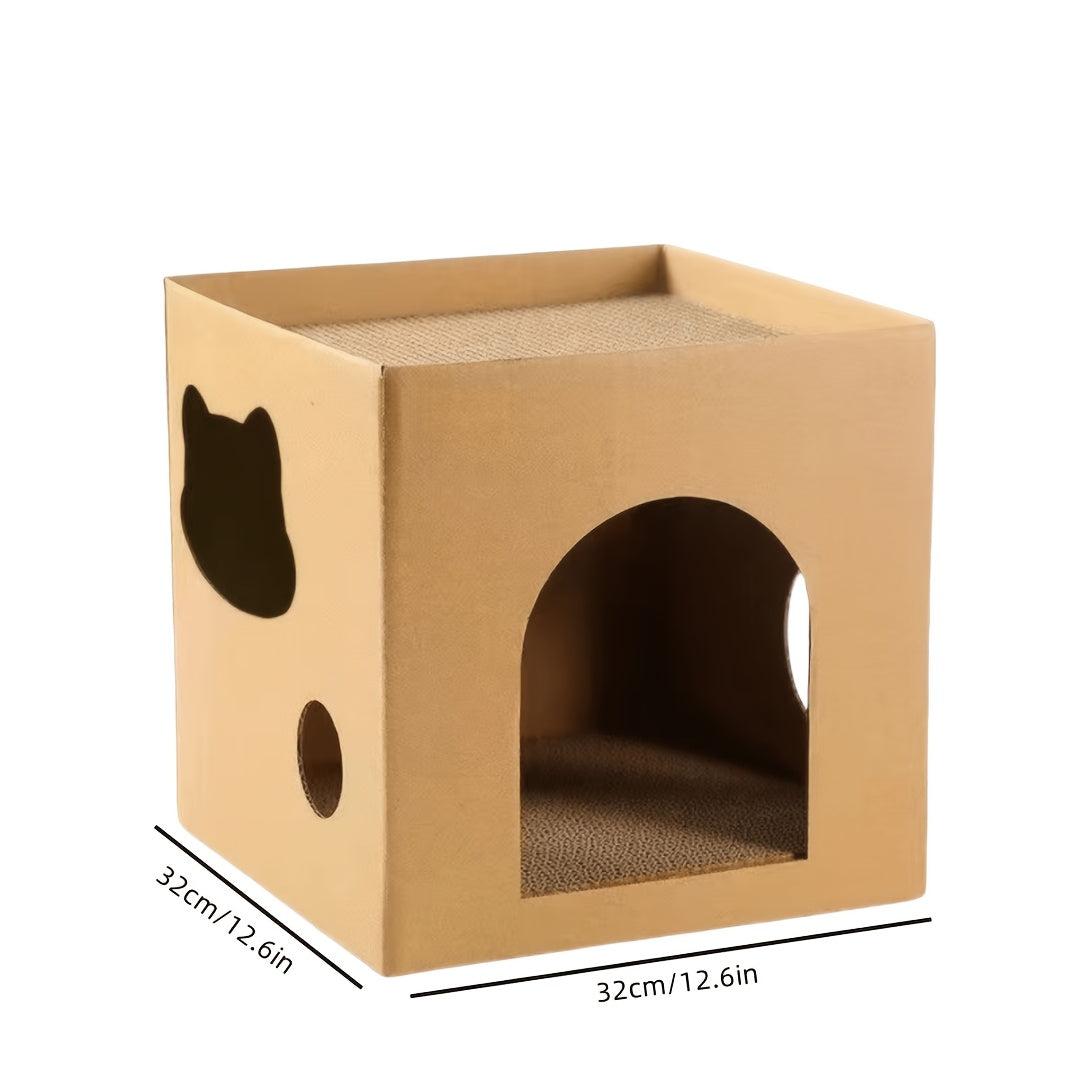 Maison en Carton avec Griffoir Intégré pour Chat