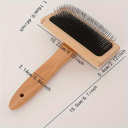 Brosse de Toilettage en Bois pour Chiens et Chats – Picots Fins et Manche Ergonomique