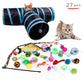 Pack Tunnel de Jeu Pliable Arc-en-Ciel pour Chat avec Jouets